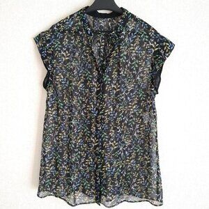 Slobie Willow Leaf Print Stand-Up Blouse